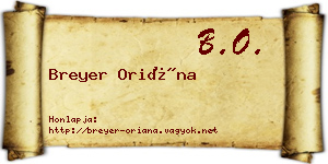 Breyer Oriána névjegykártya